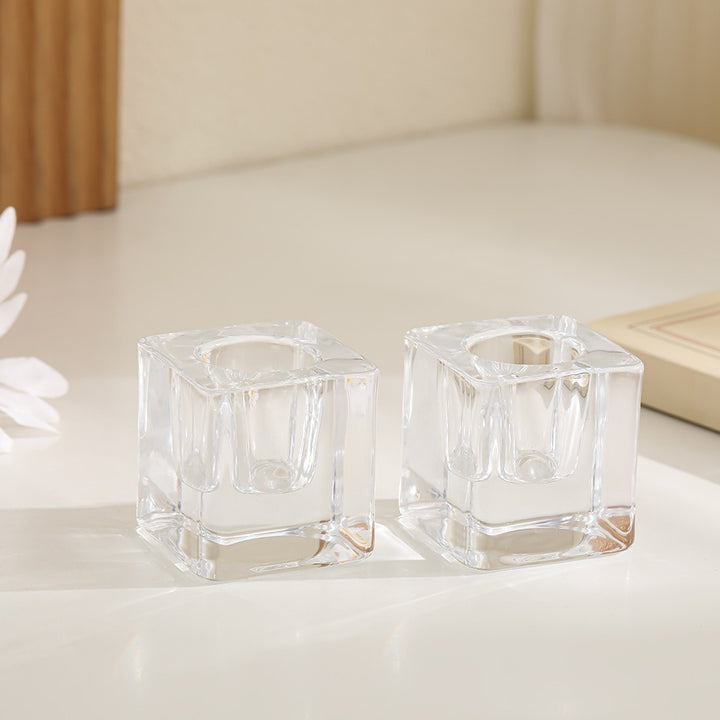 Modern glass candle holder for taper candles