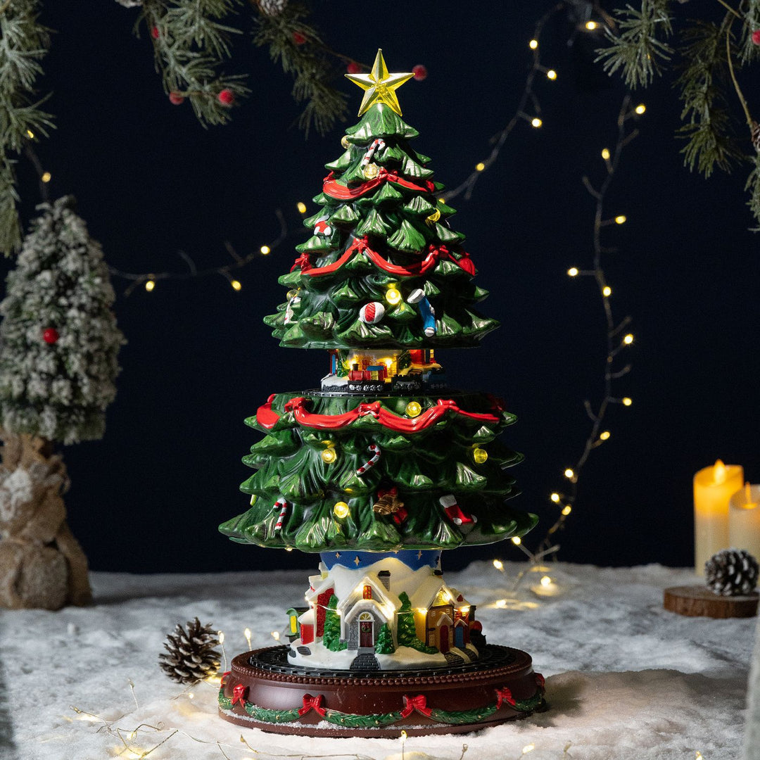 Christmas tree music box with rotation and lifting function