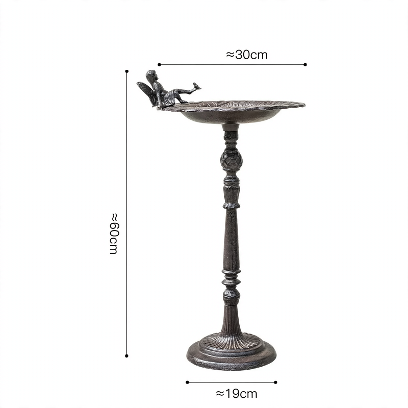 Stand-Birdbath made of cast iron, angel design, antique look