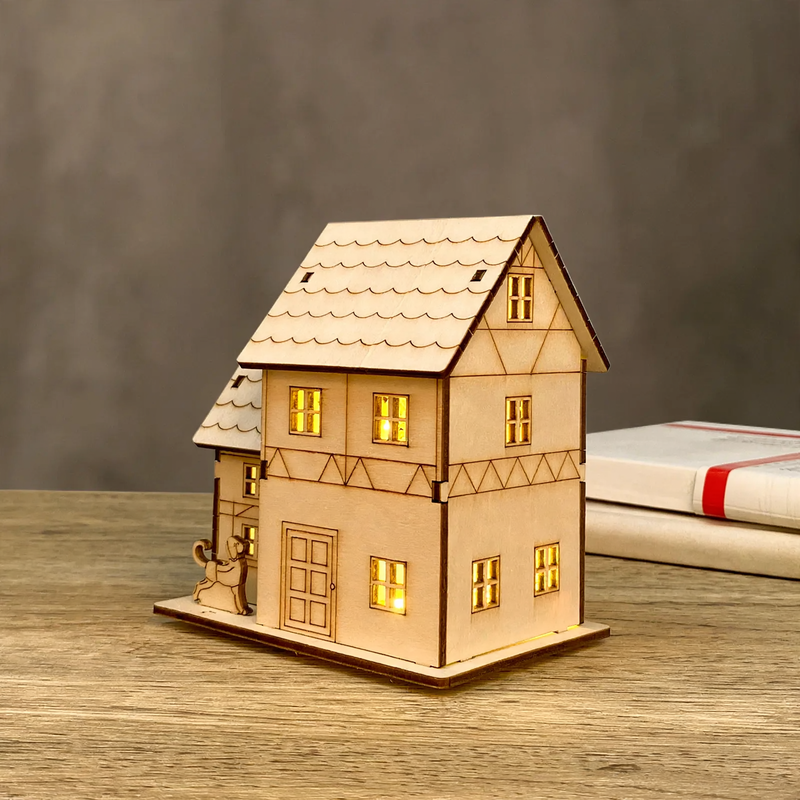 Decorative wooden Christmas light house to customize