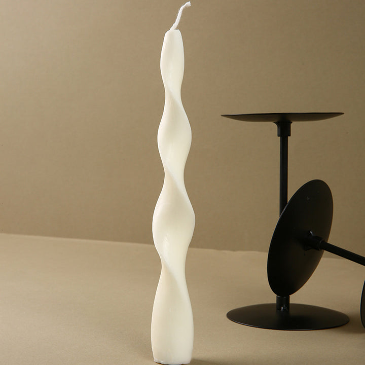 White geometric scented candle, Nordic, pillar shape