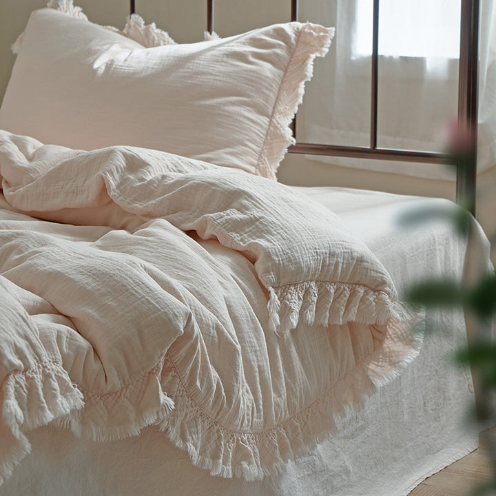 Cotton bedding set, double gaze, French style