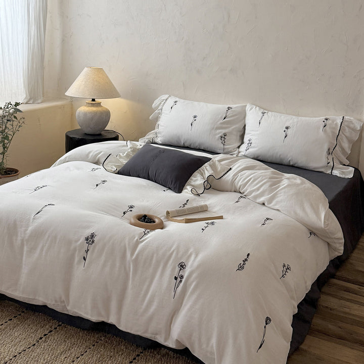Cotton bedding set, 4-piece, crinkle structure
