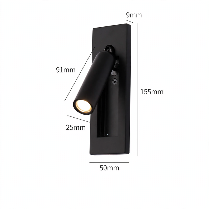 Wall lamp with reading light and USB charging port