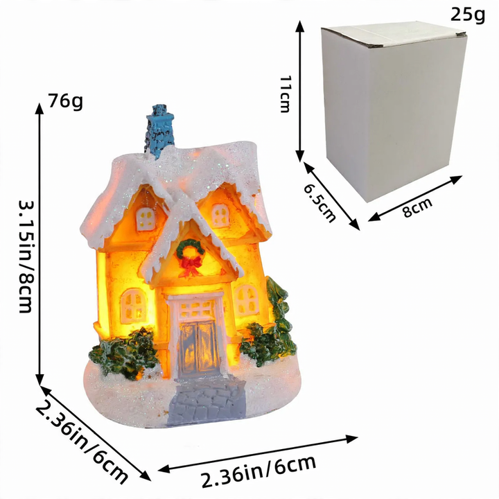 Illuminated Christmas house made of resin