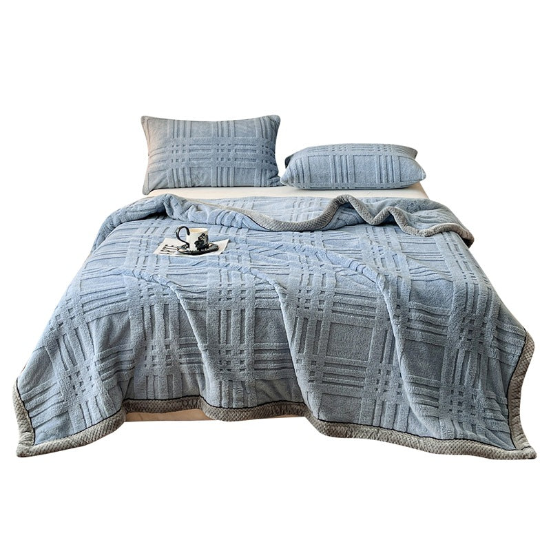 Soft coral fleece throw blanket, double-sided, various sizes