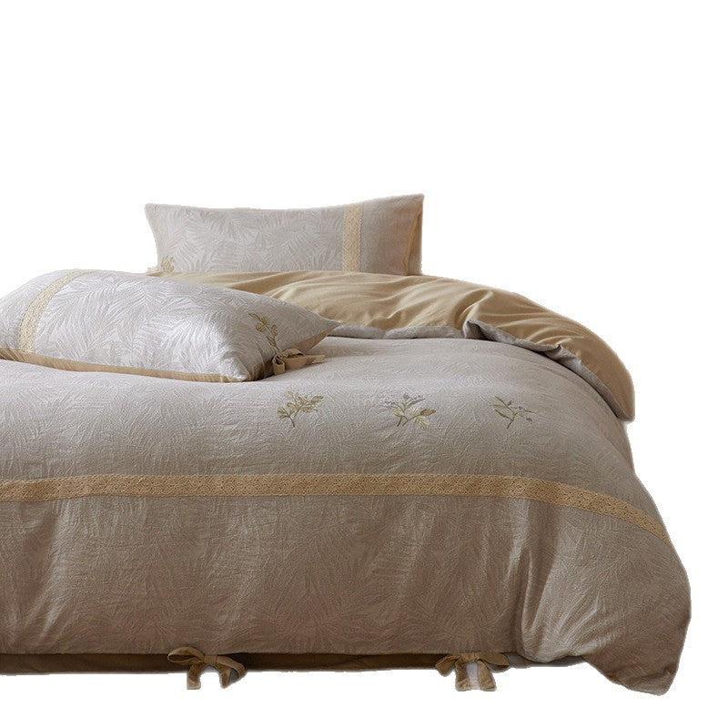 Cotton-linen bedding, 4-piece, embroidery
