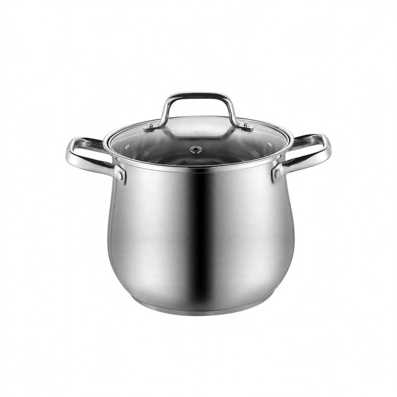 Stainless Steel Soup Pot 304, with Glass Lid, 22–28 cm