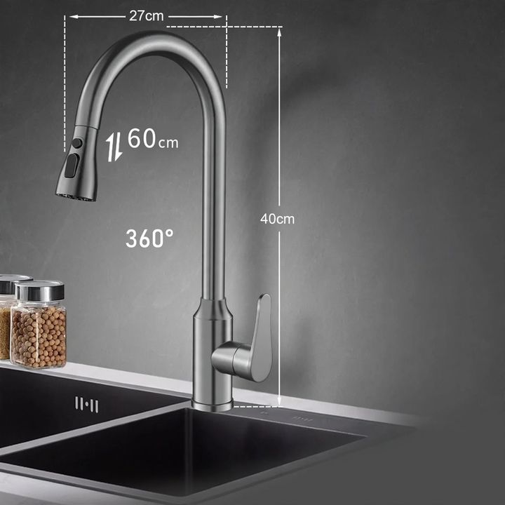 Pull-out kitchen faucet with ceramic valve