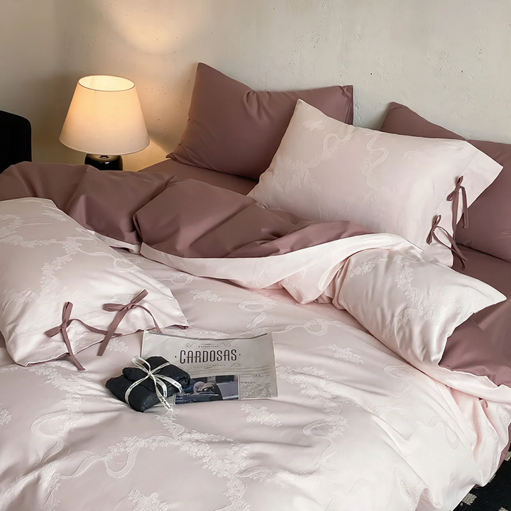 Long staple cotton bedding, 4-piece, floral pattern