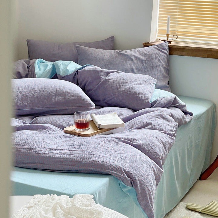 Cotton bedding set, 4-piece, jacquard pattern