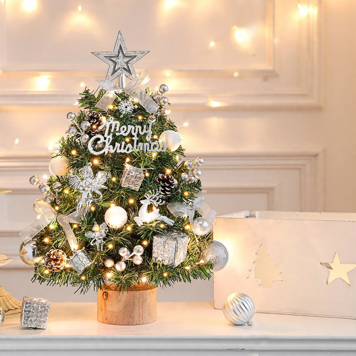 Decorative table Christmas tree with wooden stand