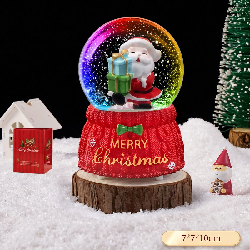 Christmas snow globe with music box and carriage design