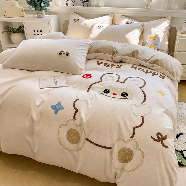 Milk fiber fleece bedding set, winter warm, various sizes