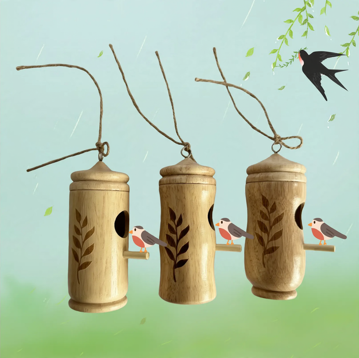 Wood Hummingbird House, 13x5 cm