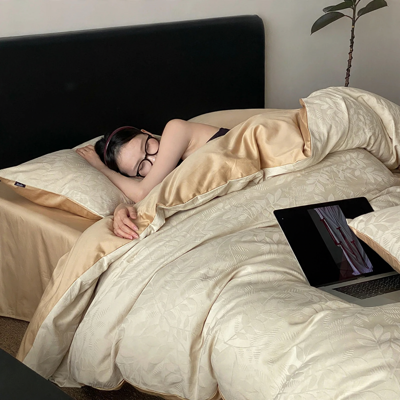 Cotton bedding set, 4-piece, long-staple cotton