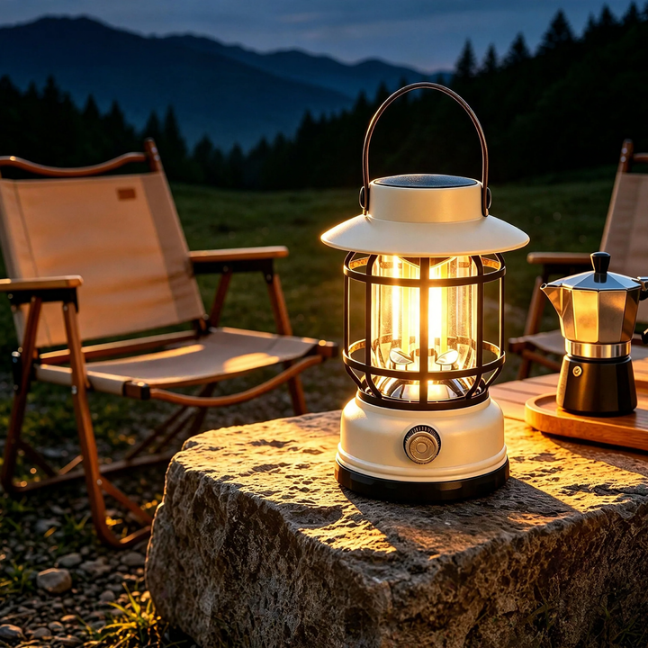 LED camping lamp with battery and emergency light function