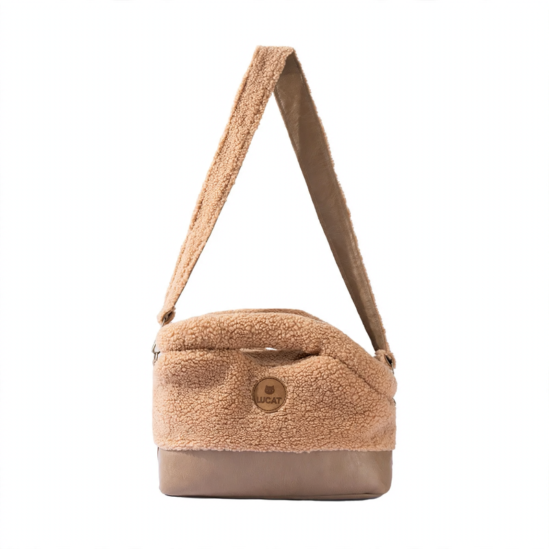 Warm lining tote bag made of lambskin for pets