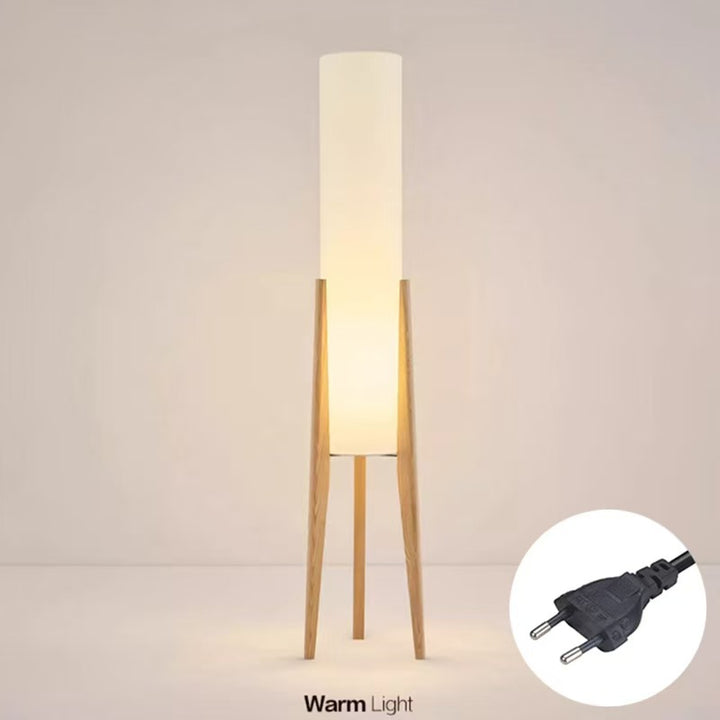 Vintage LED floor lamp with wooden frame