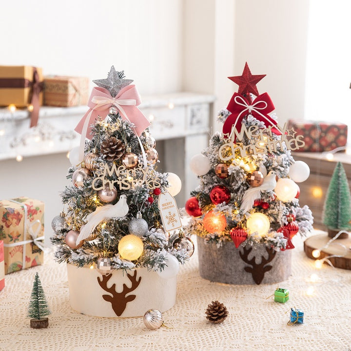 Mini Christmas tree with lighting, flocked