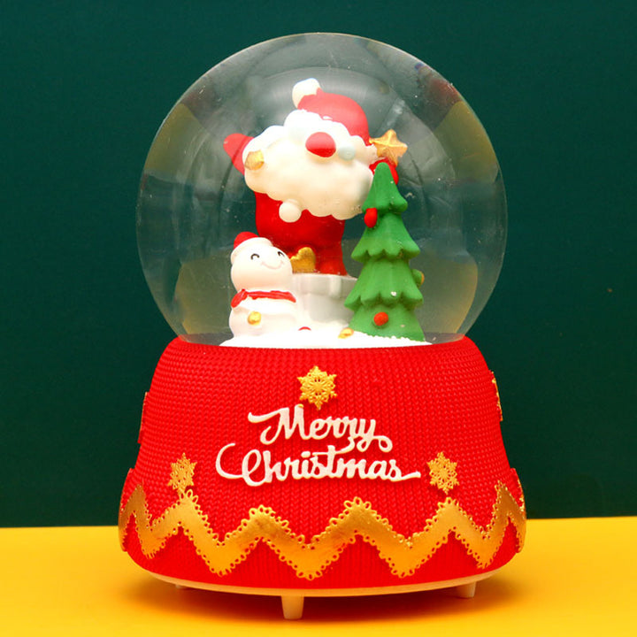 Decorative snow globe music box with light and music