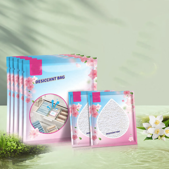 Hanging dehumidifying bag for wardrobes