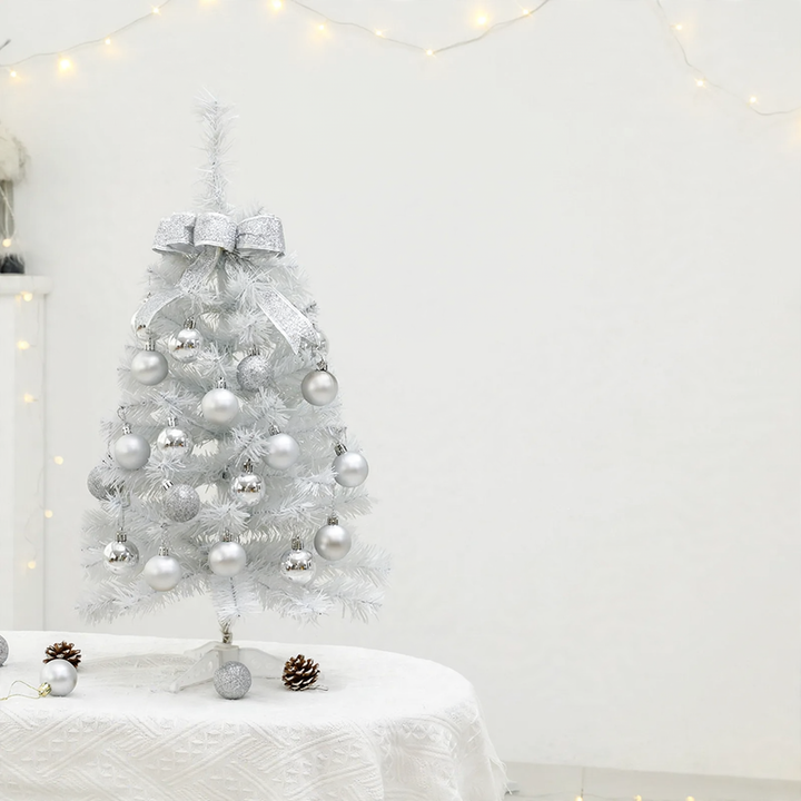 Mini Christmas tree, white, 45/60 cm, with lighting