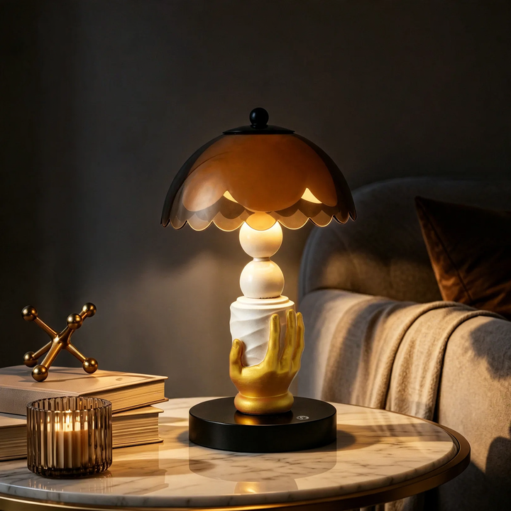 Gold-plated hand table lamp made of ABS