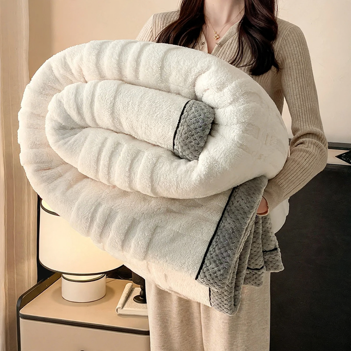 Soft coral fleece throw blanket, double-sided, various sizes