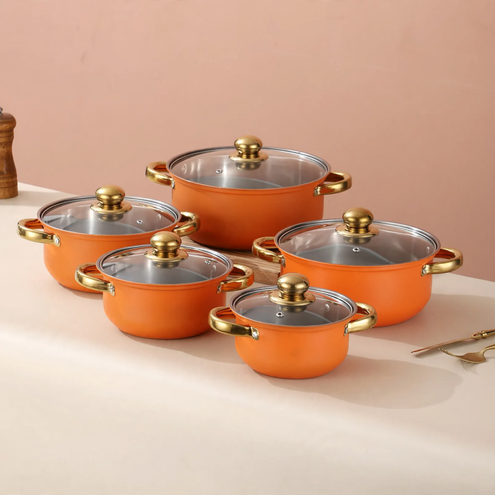 Stainless Steel Cookware Set, 10-Piece, with Glass Lids