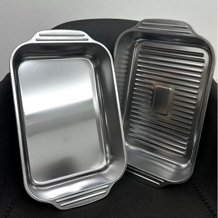 Stainless steel serving tray, square