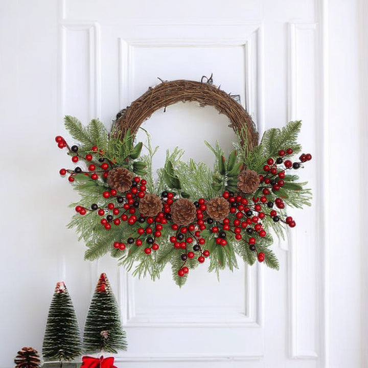 Christmas wreath with pine cones and berries, 50 cm
