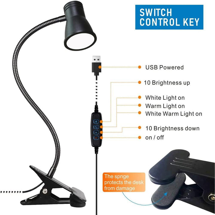 LED desk clamp lamp for study and work