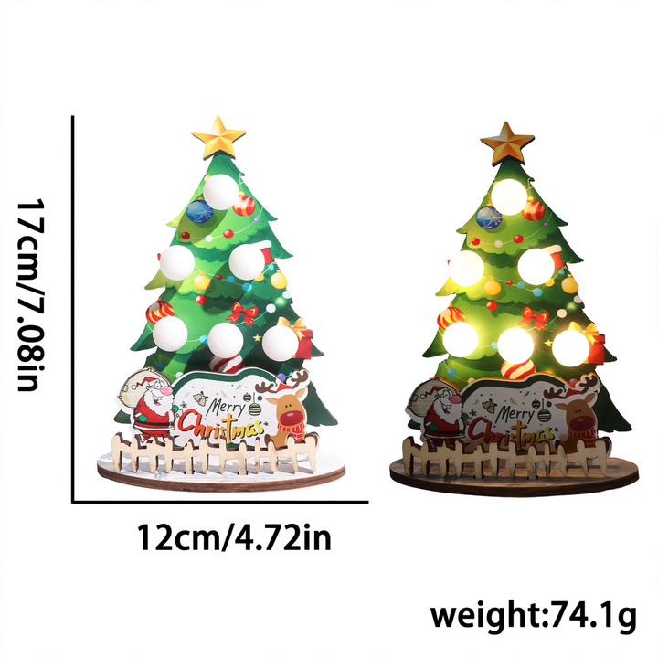 Decorative wooden Christmas tree table lamp with LED