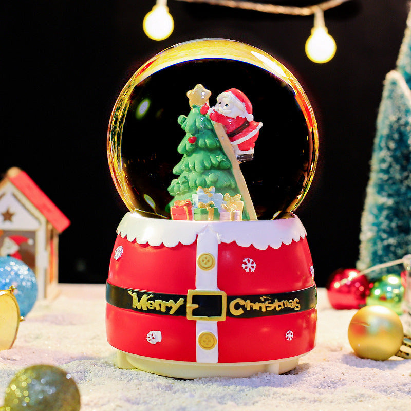 Christmas snow globe with music and light