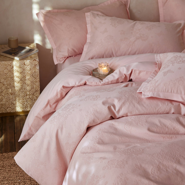 Cotton bedding set, 4-piece, floral pattern, autumn/winter
