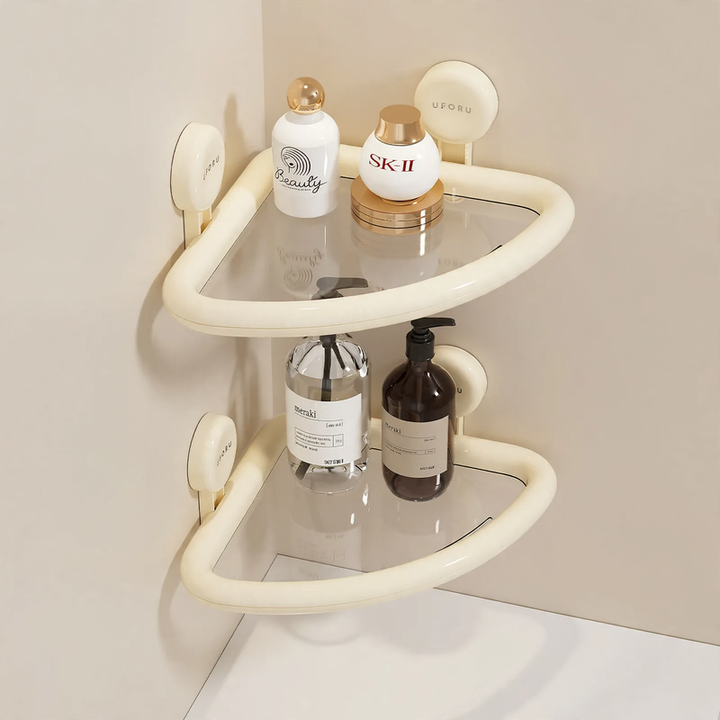 Triangle bath shelf with suction cup, ABS+PET