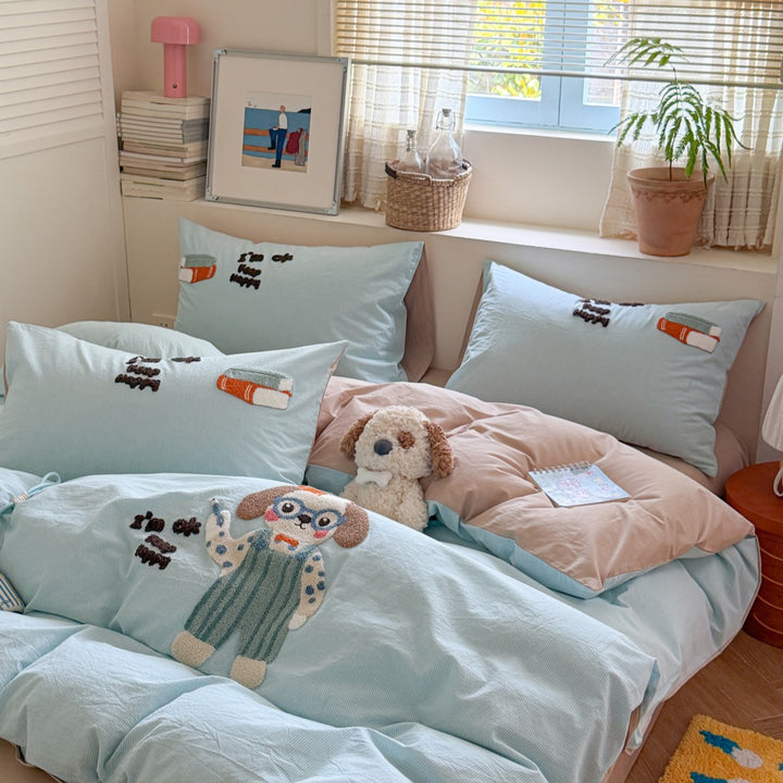 Cotton bedding, embroidered, cartoon design