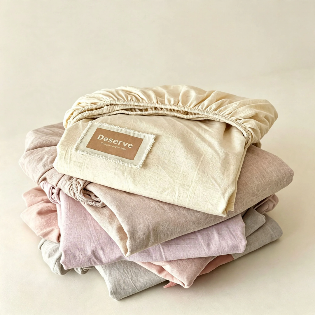 Cotton-linen fitted sheet, breathable