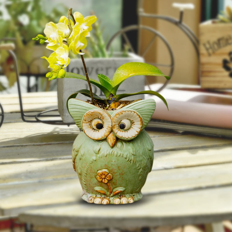 Modern Decorative Flower Pot with Owl Design Bowlift