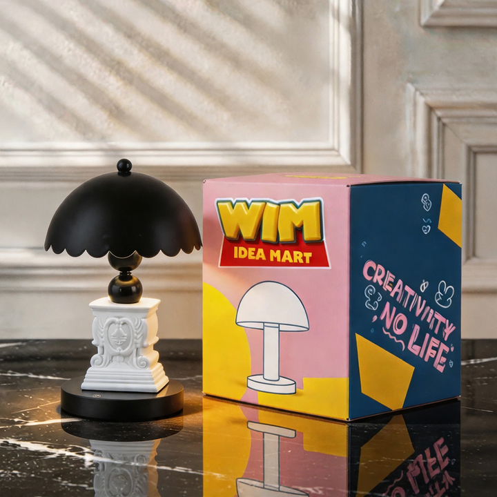 Table lamp with column shape and relief pattern