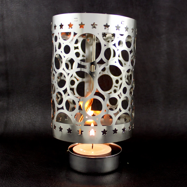 Rotating metal candle holder, round