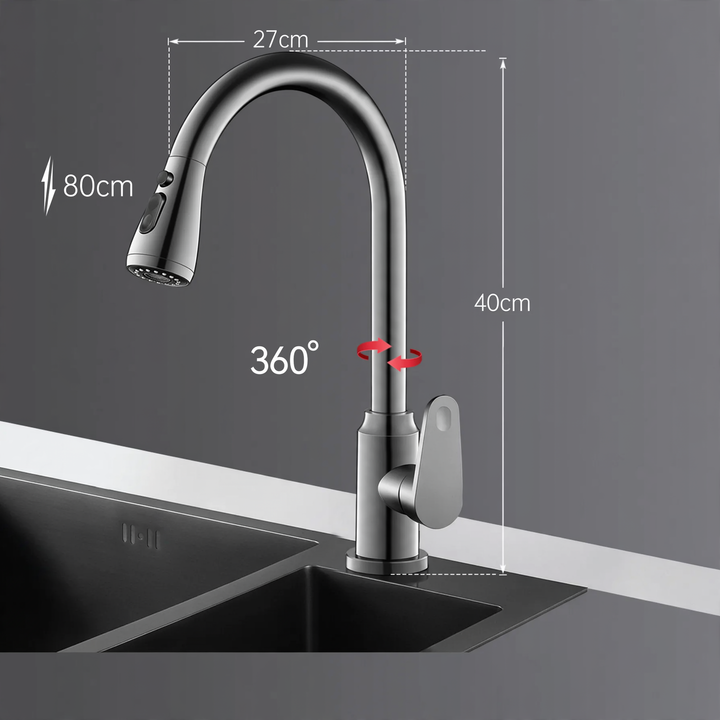 Pull-out kitchen faucet with ceramic valve
