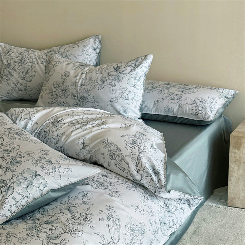 Bedding set made of long-staple cotton, floral pattern