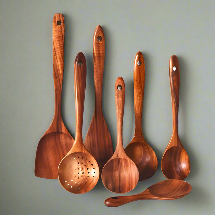 TeakChef Kitchen Set – Sustainable Antibacterial Kitchen Utensils made of Teak Wood | Bowlift