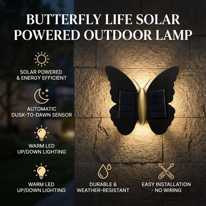 Butterfly Life Solar Powered Outdoor Lamp | Bowlift