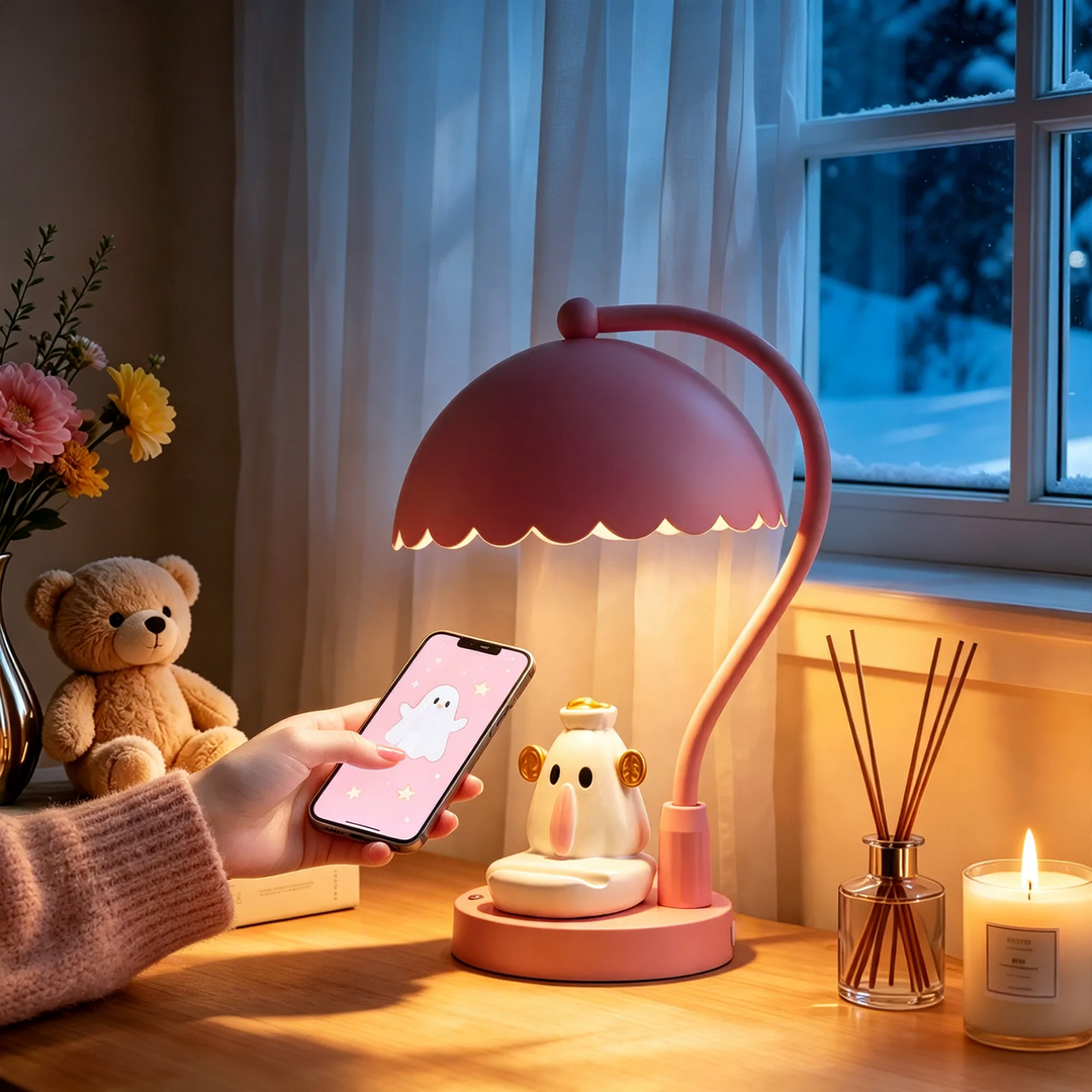 Elephant table lamp with cloud design, height adjustable