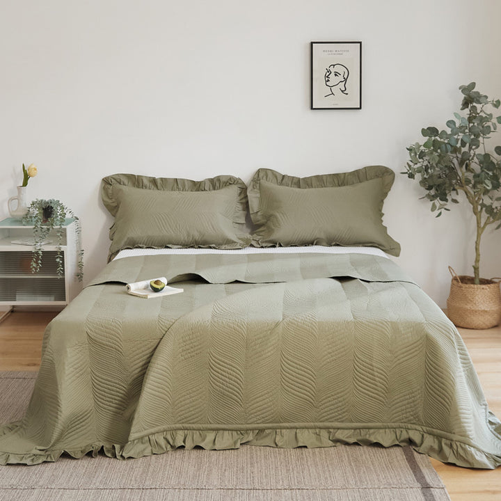 Cotton bedspread, 3-piece, quilted