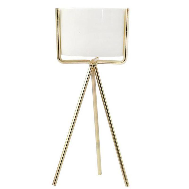 BowLift | White Ceramic Planter with Metal Stand