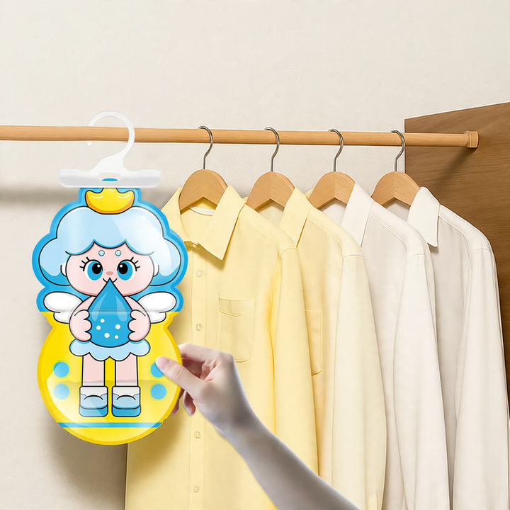 Hanging fragrance dehumidifier for wardrobes